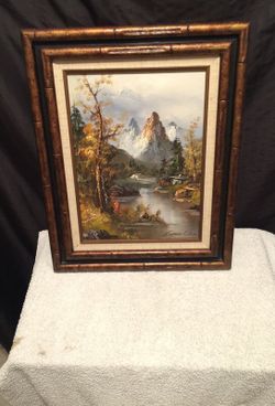 18x22 frame 11 1/2x15 1/2 matted picture oil paint on canvas