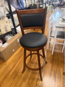 Costway Set of 2 29" Height Swivel Bar Stools Wooden Dining Chair Upholstered Seat Panel Espresso Backrest