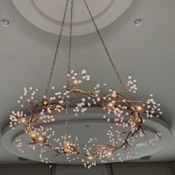Quartz & Gold Chandelier - 53”