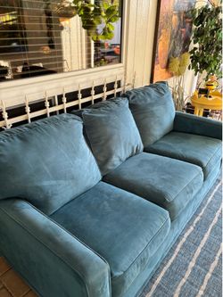 Blue velvet LaZBoy couch