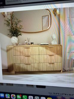 Natural oak 6 drawer fluted dresser