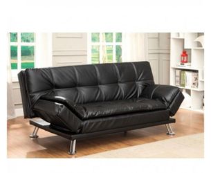 Black Faux Leather Futon Sofa Bed -NEW IN BOX!!!