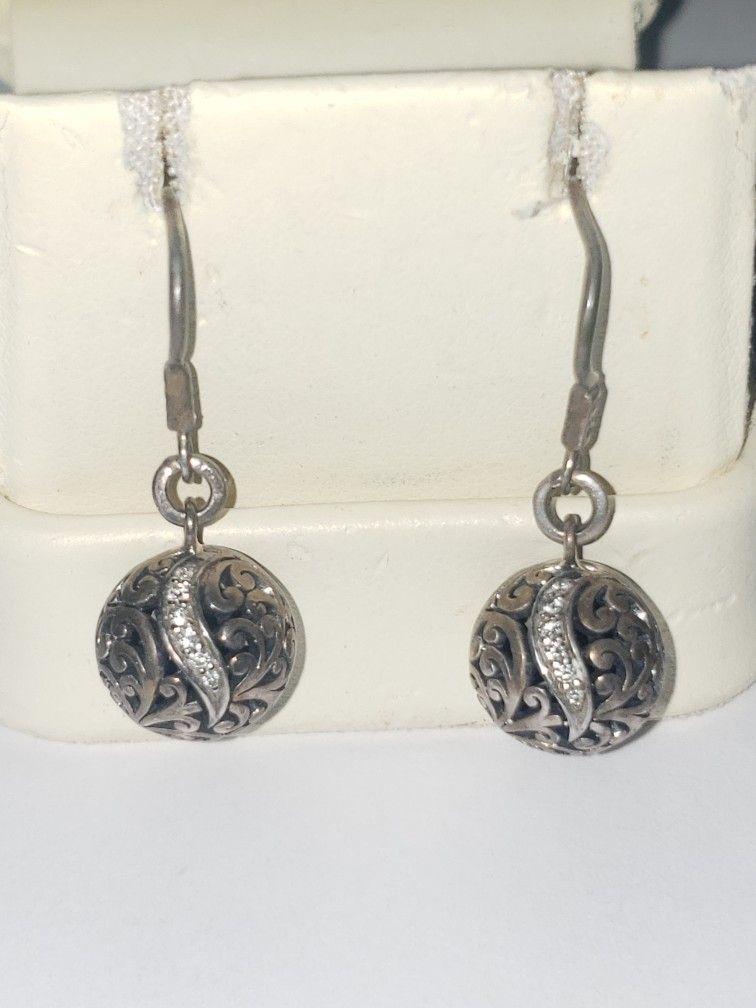 Sterling Silver Diamond Earrings