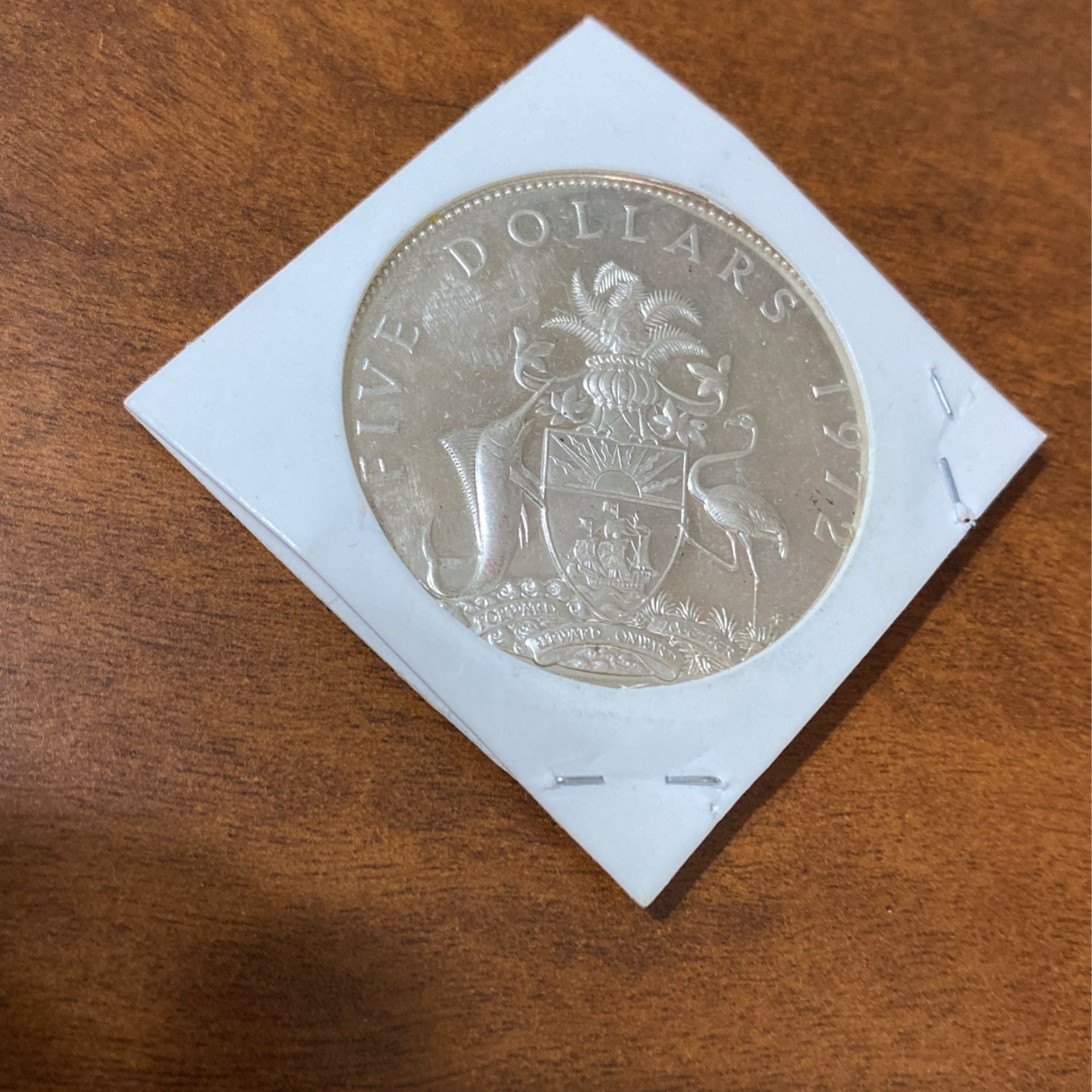 1972 BAHAMAS FIVE DOLLARS COIN SILVER 