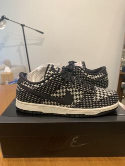 Size 13w Harris Tweed Dunk Low “Black Phantom”