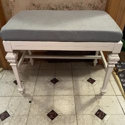 Ornate White Painted Stool