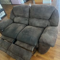 Reclining Sofa & Loveseat Set – Suede Fabric 