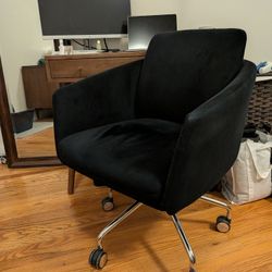 Black Suede Swivel Desk Chair