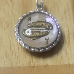 Sterling Silver & Mother of pearl Pendant (pisces)astrology 