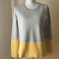 Tommy Hilfiger Colorblock 100% Cotton Light-Weight Long Sleeve Sweater; Size L