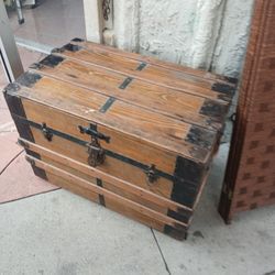 wooden steamer trunk