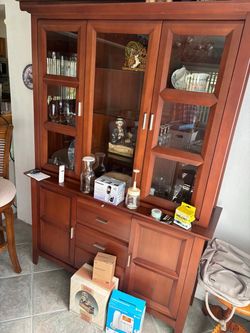 Solid wood wall unit and China cabinet compatible matching.
