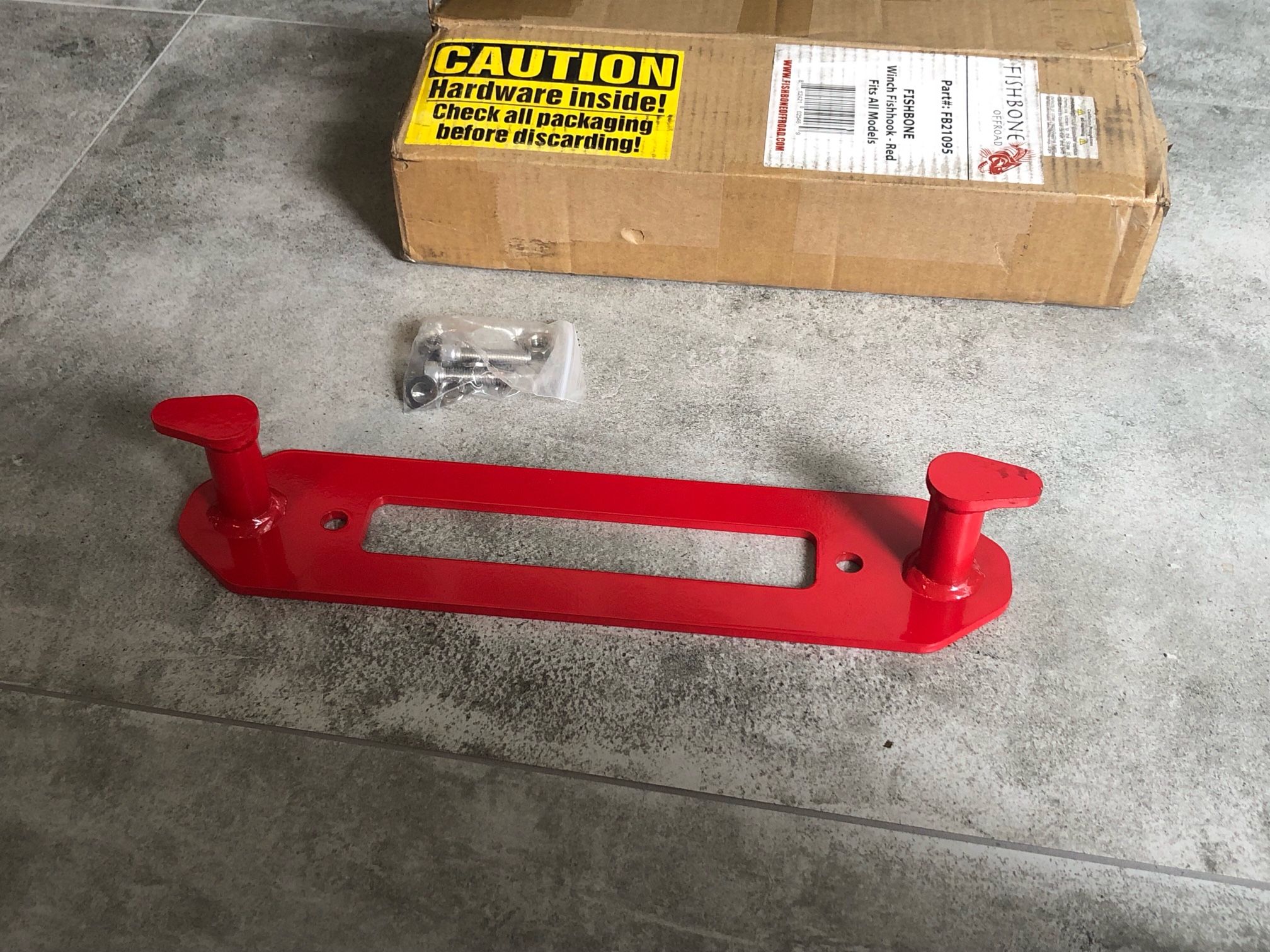 Jeep Winch Line Hook - Red Fishbone