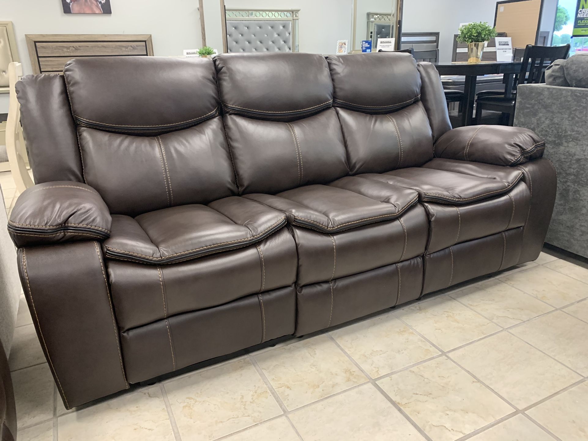 Brand New Leather Gel 3PC Reclining Living Room Set