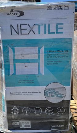 NexTile 60 in. W x 30 in. D x 74 in. H Four-Piece direct- to- stud Subway Tile Shower Wall Kit in White