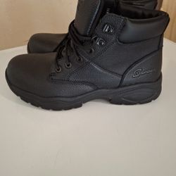 Skechers Men's Steel Toe Leather Work Boots Black - SIZE 10