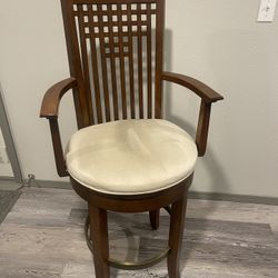 Hardwood And Suede Swivel Chair/Stool