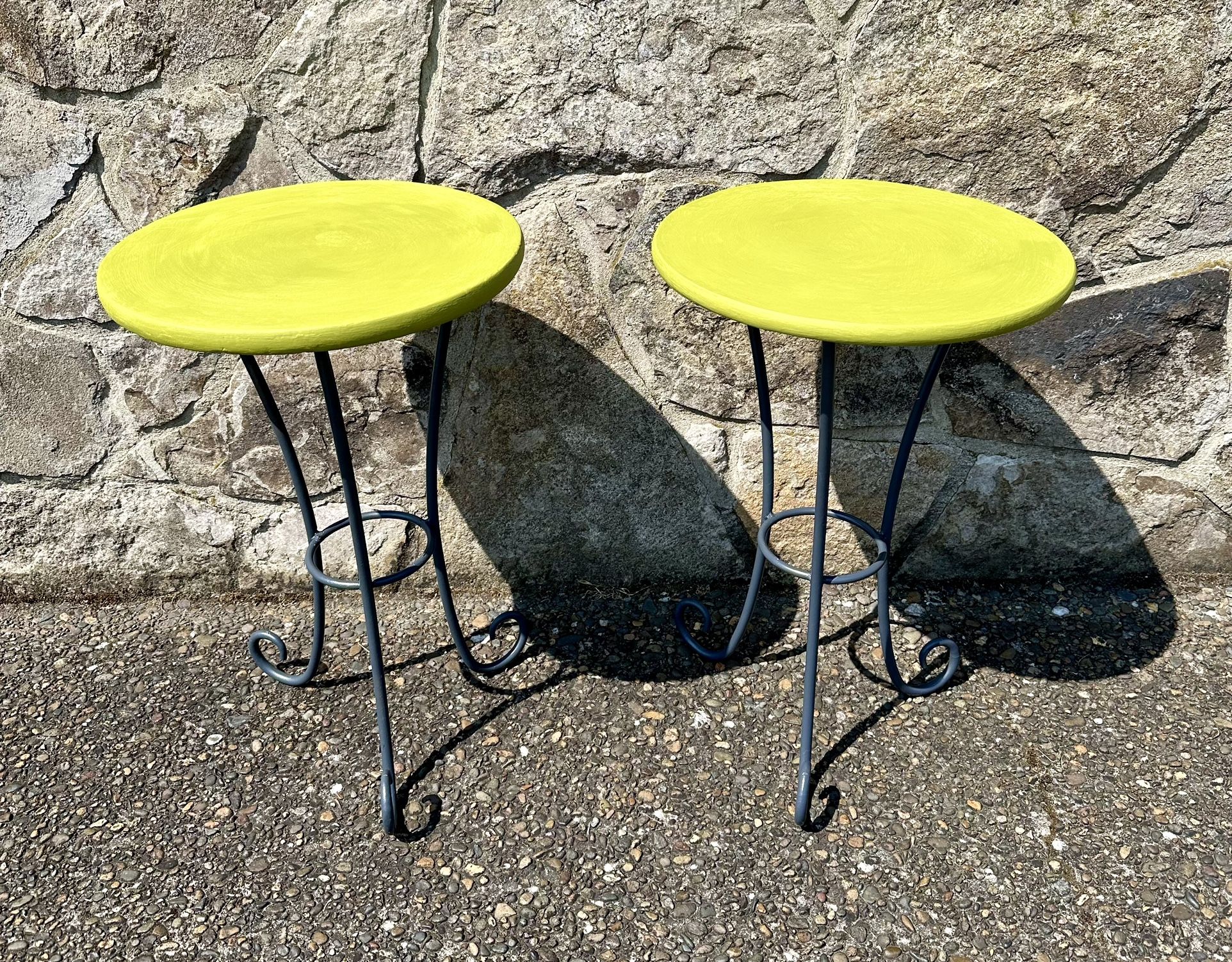 Green Wood Side Tables With Metal Legs *Sold Separately*