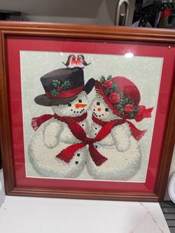 Diamond painting snowmen