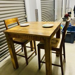 Kitchen High-Top Table & Chairs - 100% Hardwood 