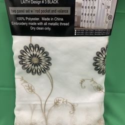 Embroidered Curtains W/ Attached Valence & Sheer Backing