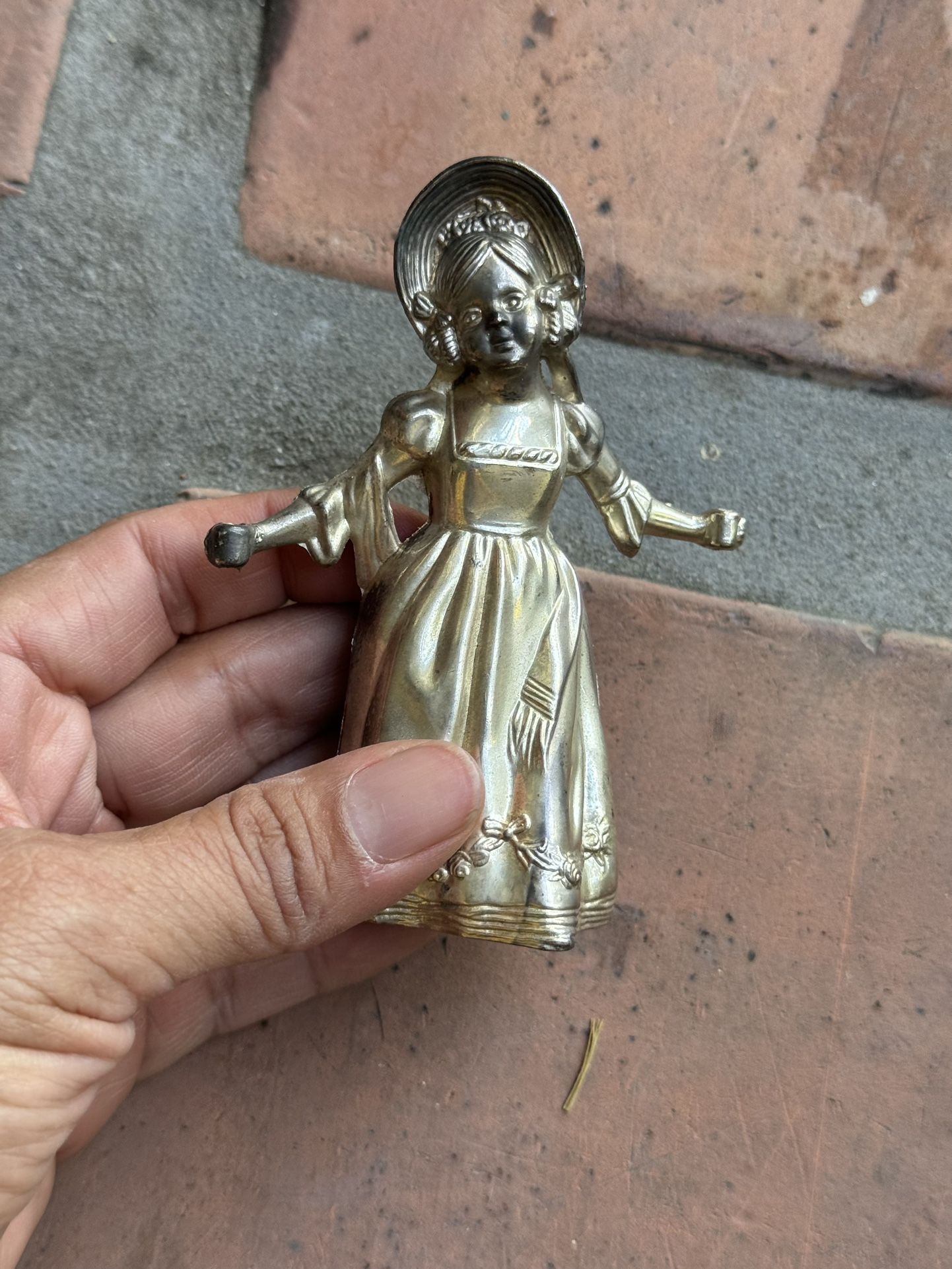 Vintage Pewter Mary Gregory Maiden Little Girl Candle Holder/Snuffer Antique