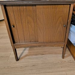 Vintage Walnut Record Player Table 