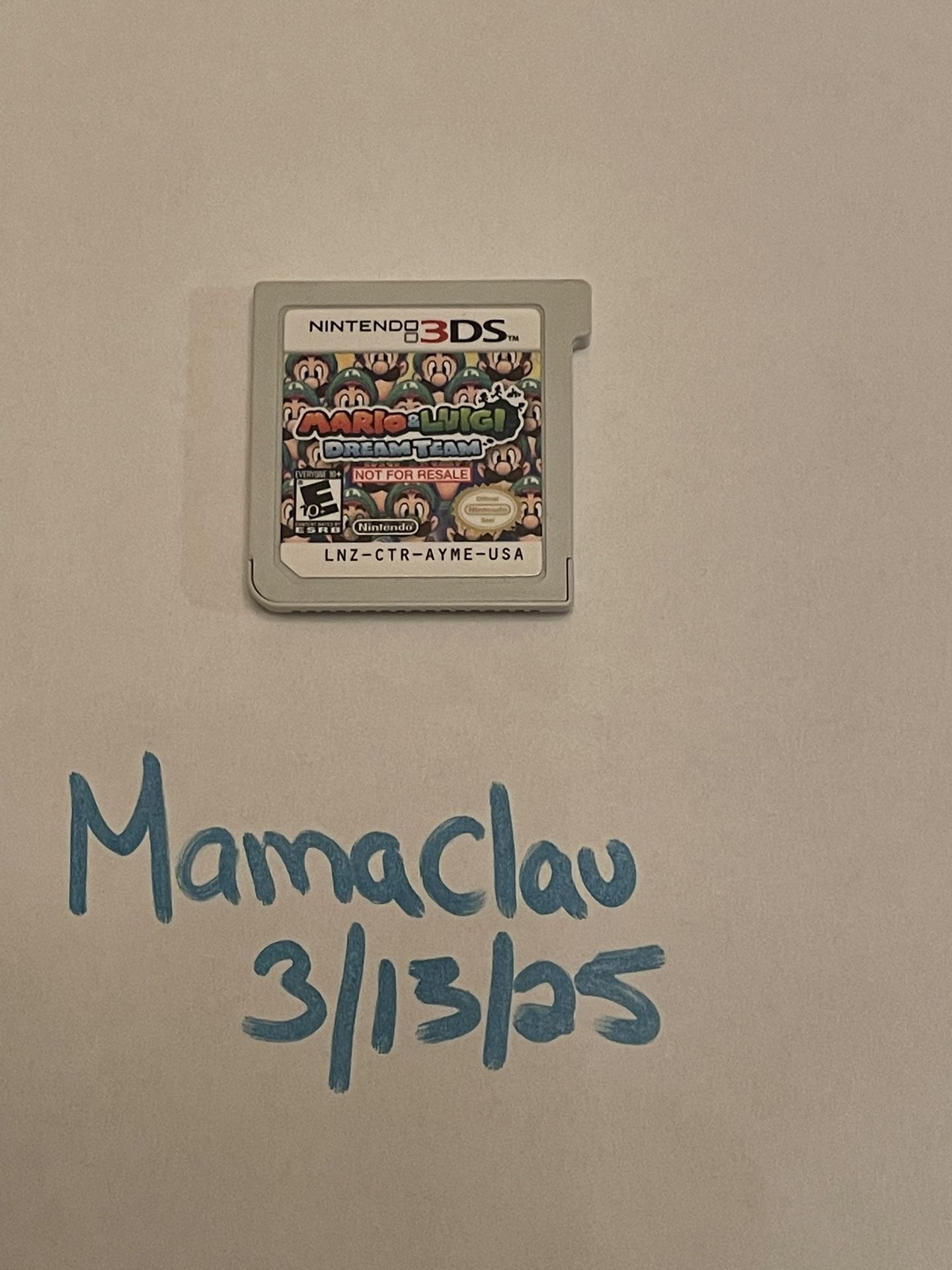 Mario & Luigi Dream Team Not For Resale Rare Game DEMO NFR Nintendo 3DS