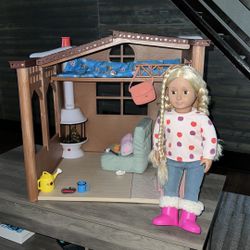 Our Generation 18" doll Cozy Cabin playset with Our Generation Doll