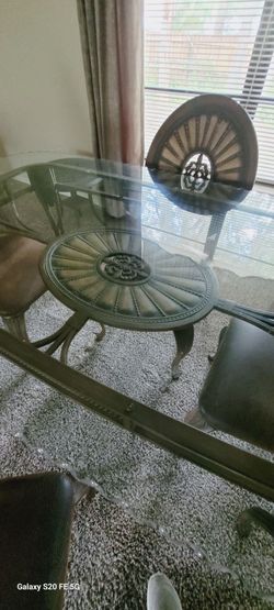 Glass Top Dining Table with 4 Chairs