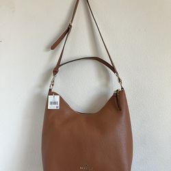 Kate Spade Zippy Pebbled Leather Shoulder Tote Hobo Purse Brown NWT