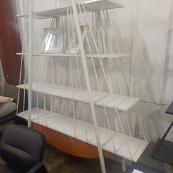 70.9" 4-Tier Sailboat Bookshelf, Industrial Freestanding Bookcase with Open Shelves & Drawer, Wooden Display Rack for Living Room, Bedroom & Home Offi
