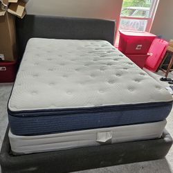 Queen Size Bed Frame, Mattress, Box Spring