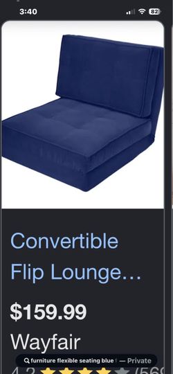 Convertible Flip Lounge Chair Navy Blue
