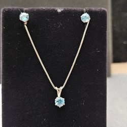 Genuine Blue Zircon Necklace Set