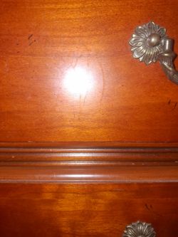 Wood Dresser with Brass Flower Hardware