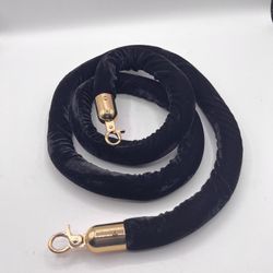 Black Stanchion Rope with Gold Clasps, 1.25" x 6'