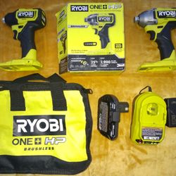 *New Unused*Ryobi One + HP Brushless 1/4 " Impact Drivers Set 