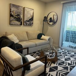 Sand Beige Fabric 95” Sofa 