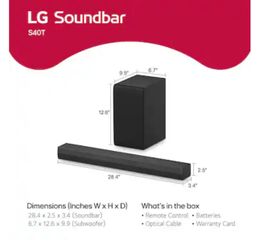 LG- 2.1 Channel s40T soundbar with wireless subwoofer