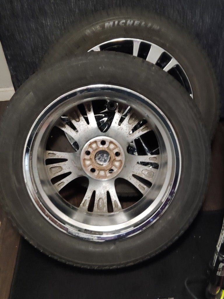 Chrome 19 Inch Rims With Bolt Pattern 114.3 And Tires Asking 500 Cash