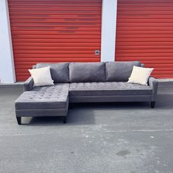 Z Gallerie Sectional Tufted Fabric Sectional Couch Sofa