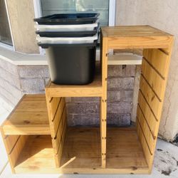 Wooden IKEA Storage with Bins 