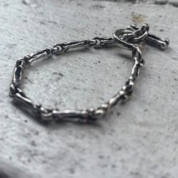 Silver Bracelet Bones Goth Punk 