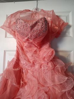 Coral Pink Quinceañera Dress Size 4 And Dress Hoop