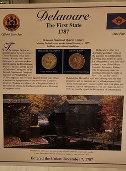 Delaware The First State 1787 collectable Mint  coins