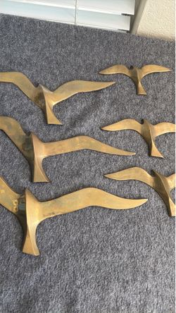Vintage Solid Brass Flying Geese Wall Art Set of 6 Mid Century Modern MCM