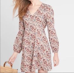 Banana Republic brand Floral Print Long Sleeve Mini Dress