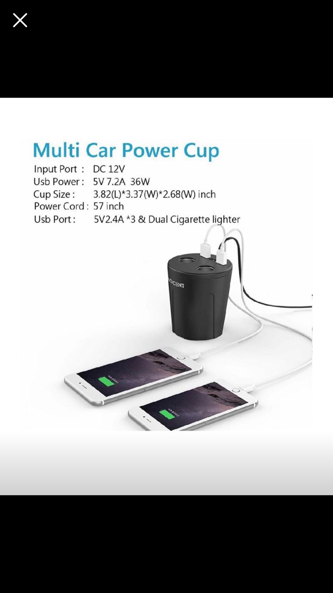 Car Truck Van SUV USB Charging Cup Holder Outlet Samsung iPhone 12v Any Car Truck