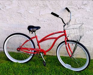 Classic Red Firmstrong 26" Beach Cruiser bike bicicleta basket